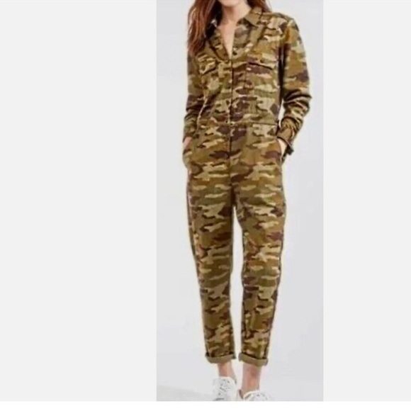Outerknown SEA suit camouflage long sleeve utility jumpsuit linen blend Sz S Nwt - Picture 9 of 9
